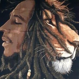Bob Marley w/lion throw blanket/wall hanging,"53×65",%100 Cotton,made in USA